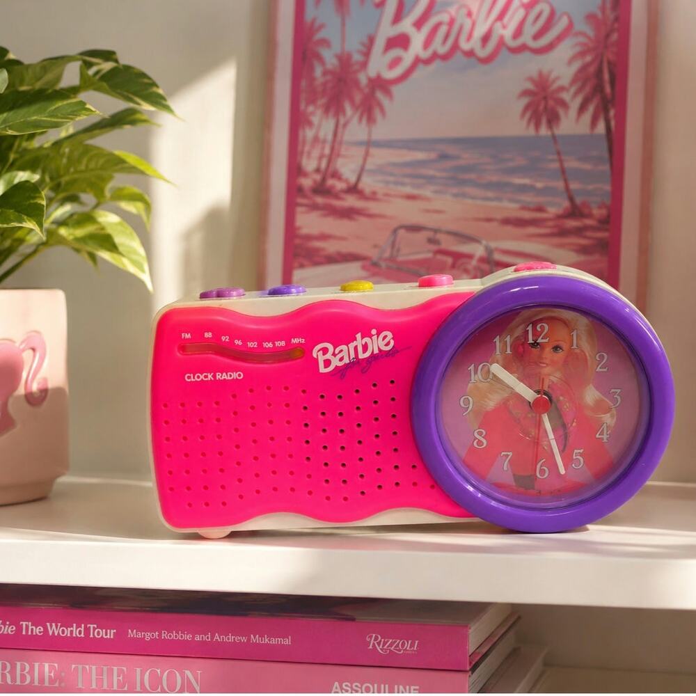 Vintage 1995 Barbie Clock Radio | Hot Pink / Purple Dopamine | For Parts Repair